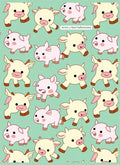 Cute Cream Piglets Light Green Field Rug
