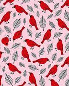 Red Cardinals With Fern Leaves Rug