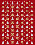 White Tree Yellow Starburst Red Background Rug