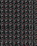 Black White Botanical Red Flower Vines Rug
