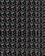 Black White Botanical Red Flower Vines Rug