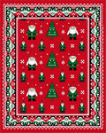 Red Christmas Gnome Trees Border Rug