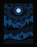 Midnight Blue Moonlit Forest Scene Rug