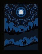 Midnight Blue Moonlit Forest Scene Rug