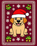 Festive Golden Puppy Wearing Santa Hat Rug