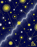 Cosmic Yellow Swirls Lightning Galaxy Rug