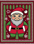 Festive Elf Portrait Red Green Rug