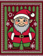 Festive Elf Portrait Red Green Rug