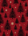 Black Pine Trees Gold Snowflakes Rug
