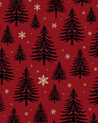 Black Pine Trees Gold Snowflakes Rug