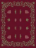Crimson Garden Floral Leaf Border Rug