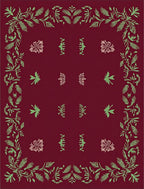Crimson Garden Floral Leaf Border Rug