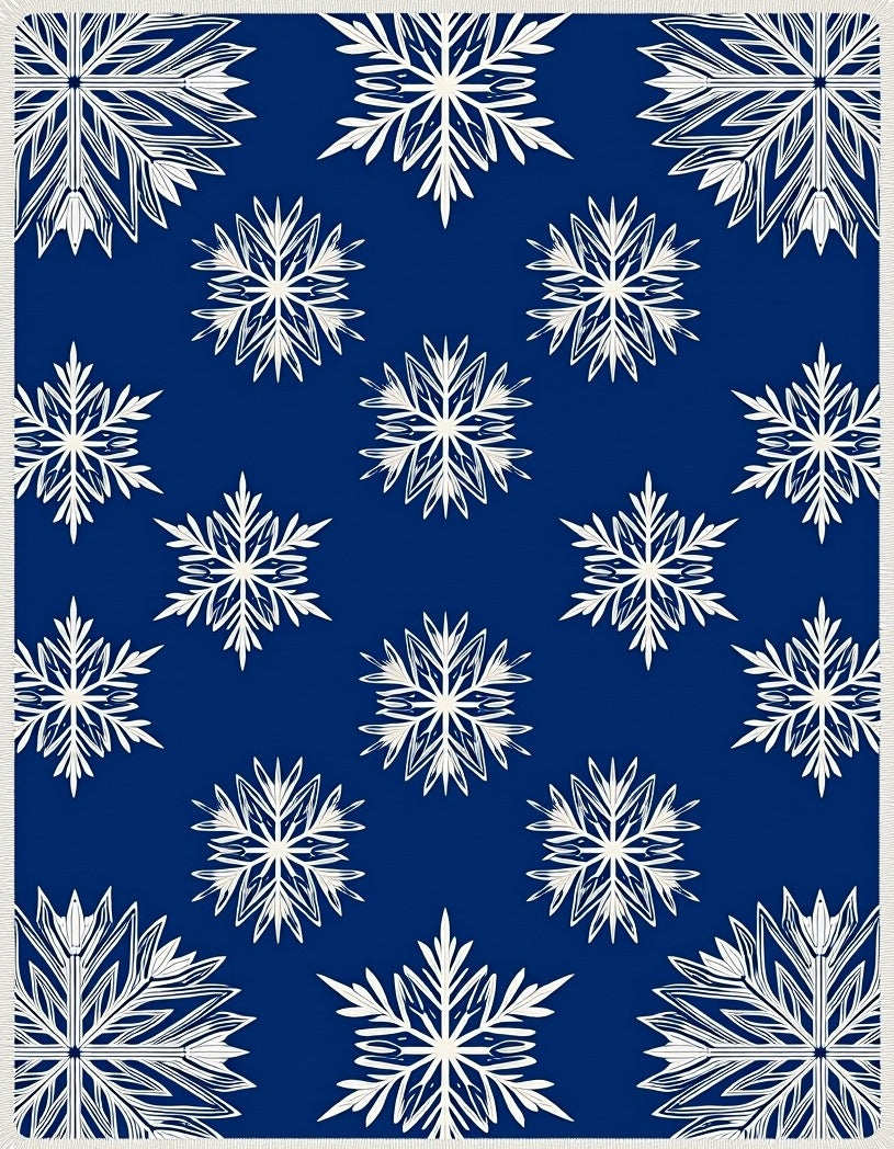 Navy Snowflake Winter Graphic Rug