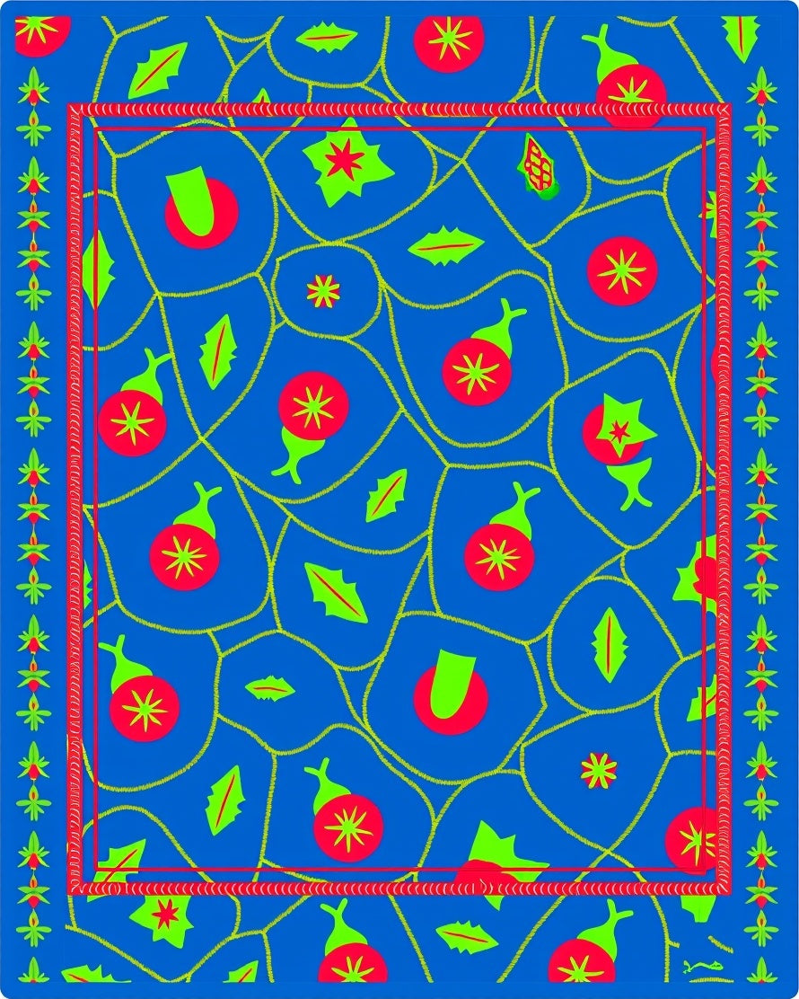 Bold Blue Red Green Abstract Rounds Rug