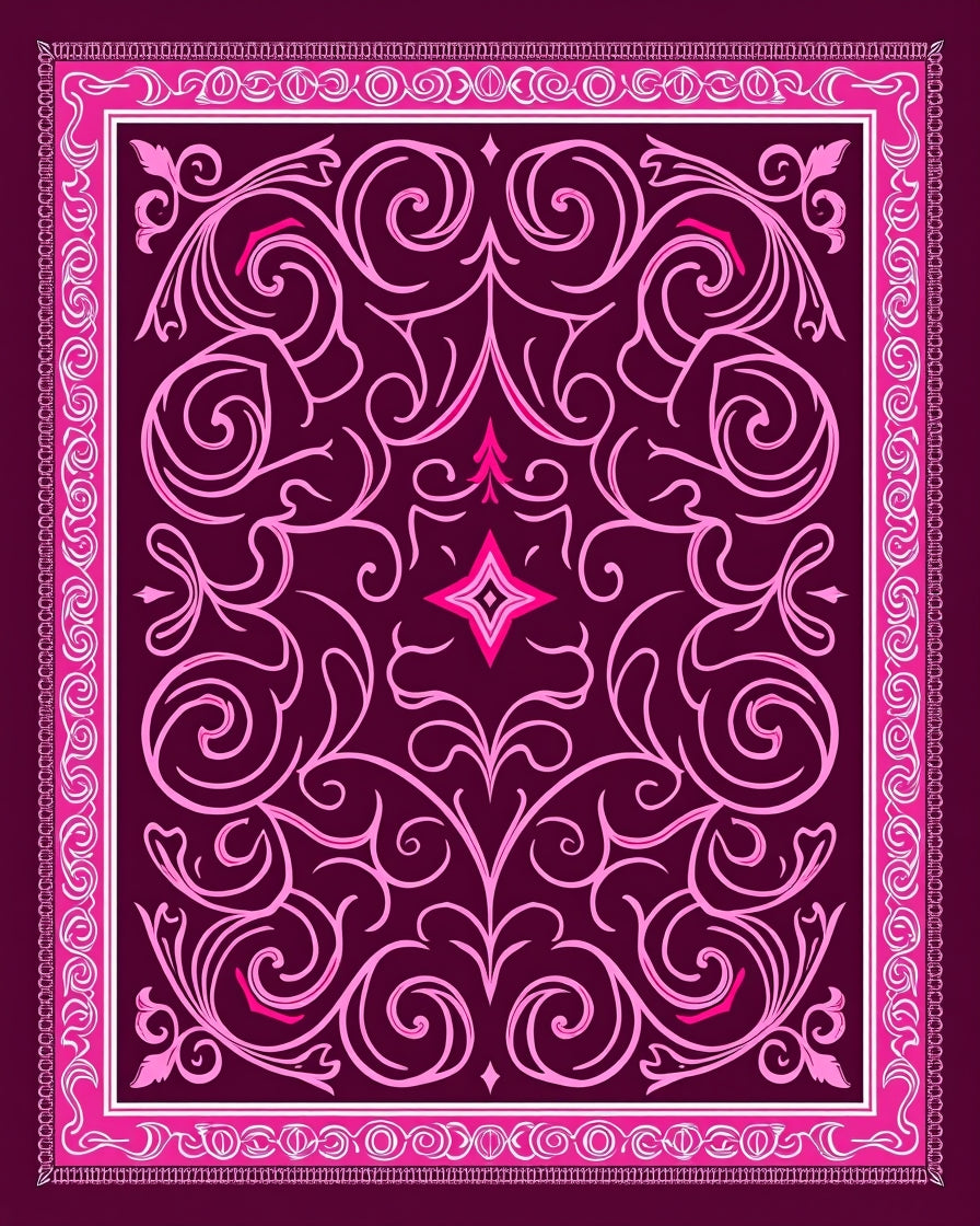 Plum Pink Paisley Flourish Medallion Rug