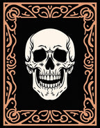 Cream Skull Black Ornate Frame Rug