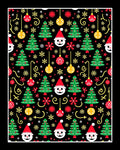 Festive Santa Trees Ornaments Yellow Swirls Rug