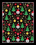 Festive Santa Trees Ornaments Yellow Swirls Rug