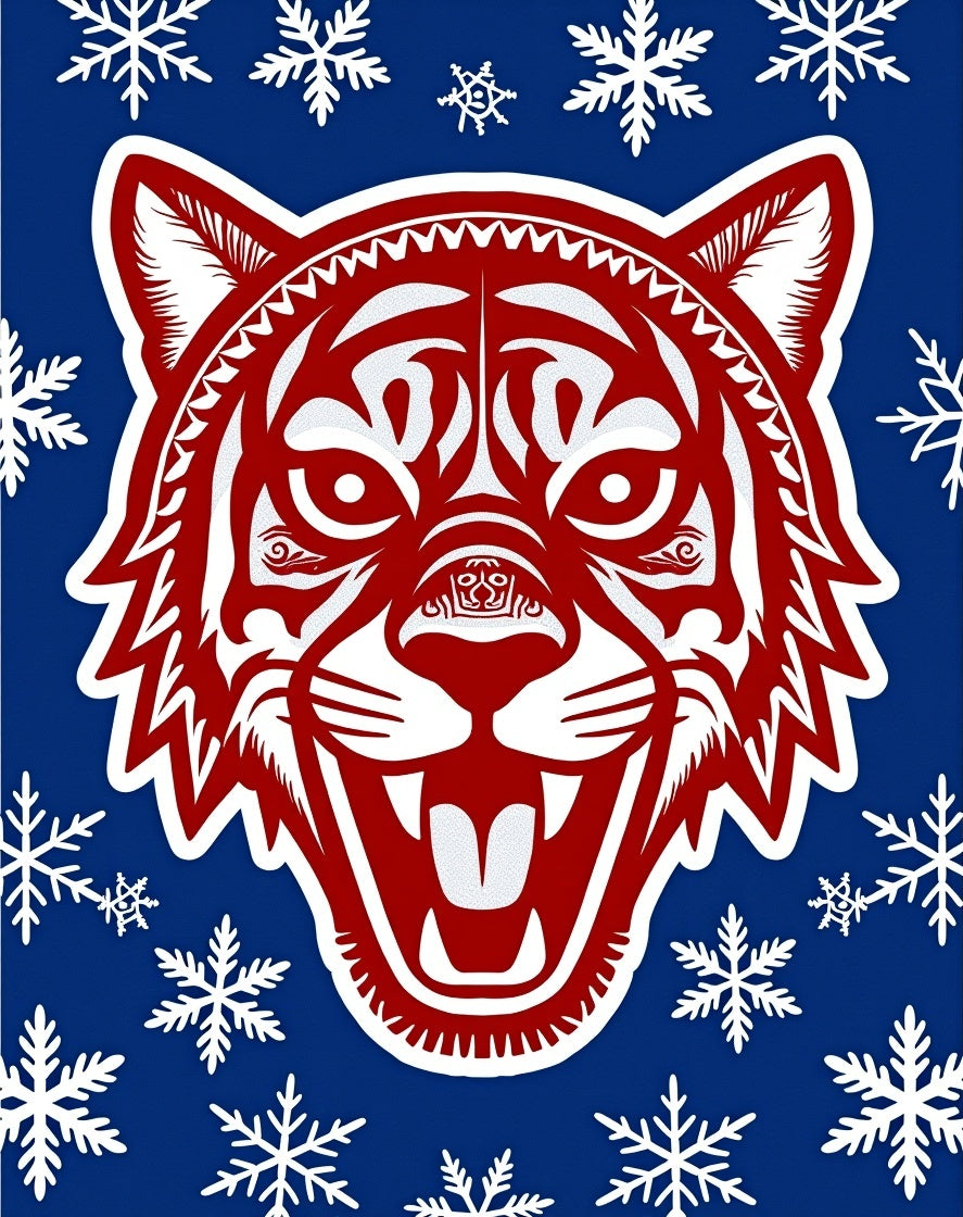 Bold Red Tiger Snowflakes Rug