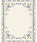 Cream Beige Blue Floral Border Accent Rug