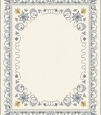 Cream Beige Blue Floral Border Accent Rug