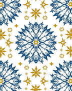 Navy Gold Snowflake Mandala Rug