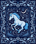 Midnight Blue Celestial Horse Scene Rug