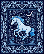 Midnight Blue Celestial Horse Scene Rug