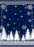 Dark Blue White Snow Forest Scene Rug