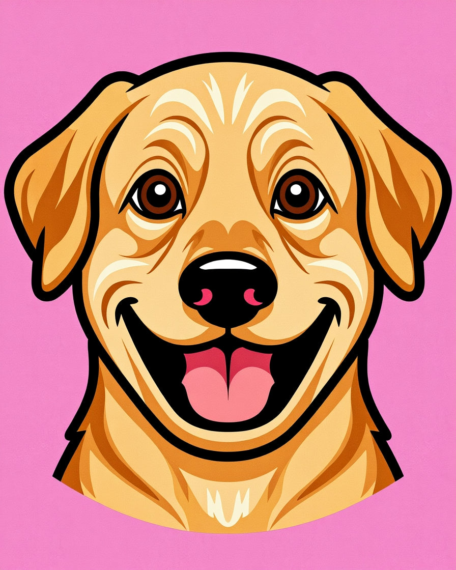 Happy Yellow Dog Pink Background Rug