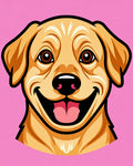 Happy Yellow Dog Pink Background Rug