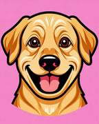 Happy Yellow Dog Pink Background Rug