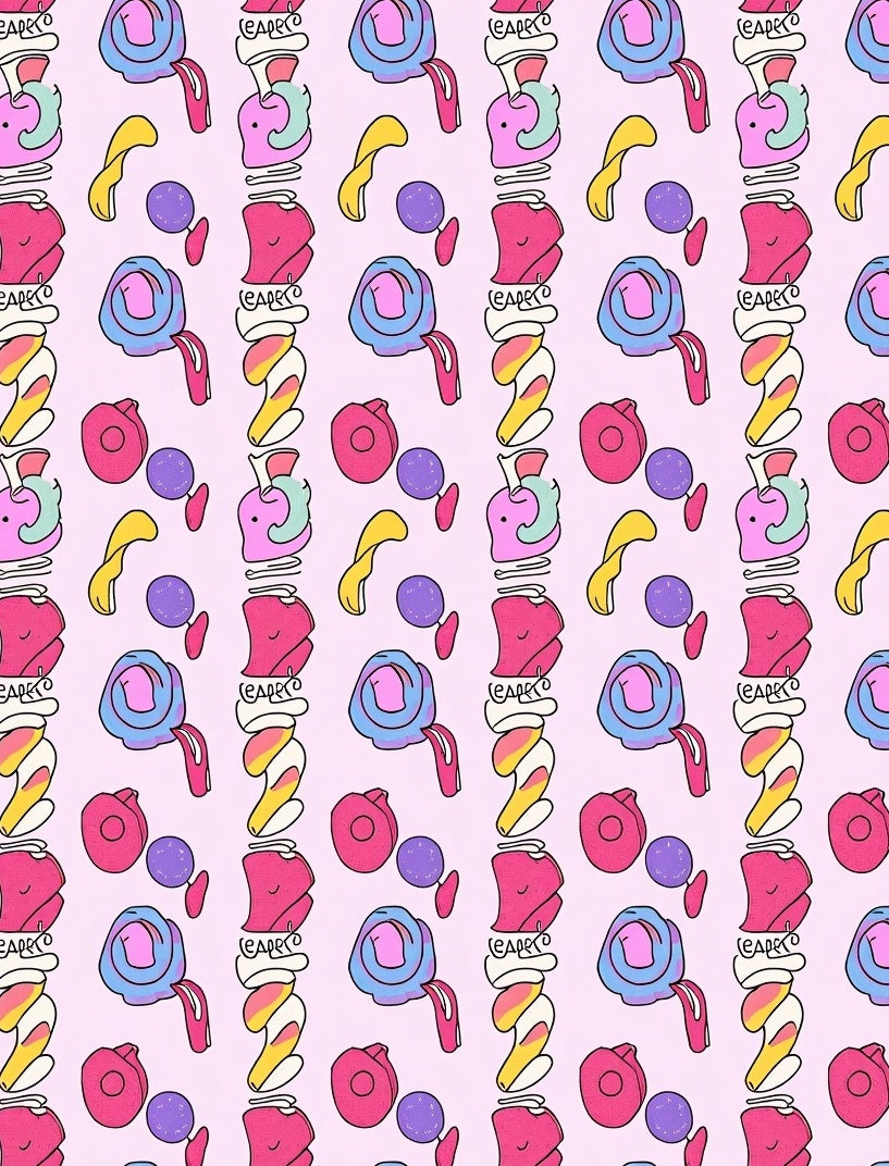 Pink Candy Swirl Abstract Shapes Rug