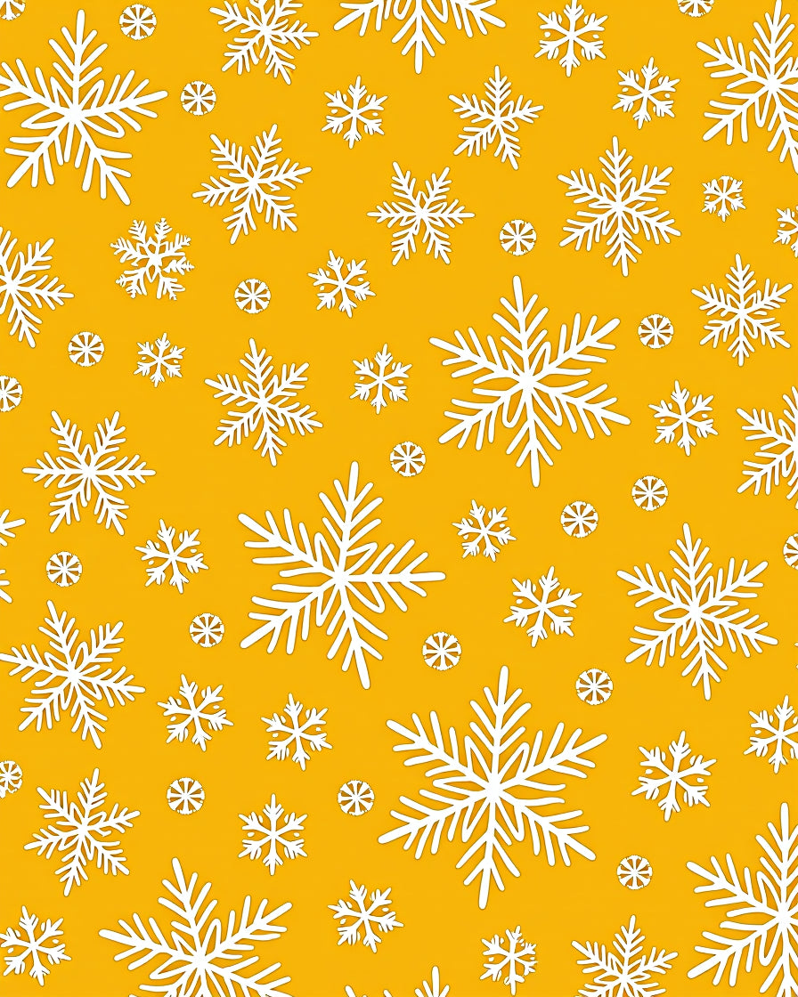 Golden Yellow Snowflake Scatter Rug