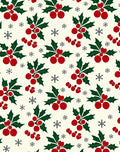 Festive Red Holly Berry Snowflakes Rug