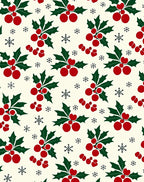 Festive Red Holly Berry Snowflakes Rug