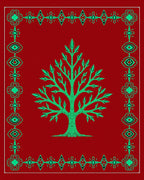 Crimson Tree Eye Border Rug