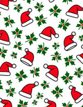 Red Santa Hats Green Holly Festive Rug