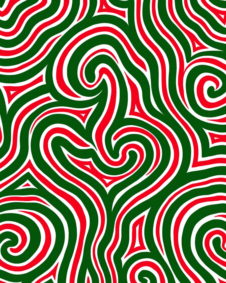 Crimson Green Swirl Heart Abstract Rug