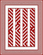 Bold Crimson Jagged Stripe Frame Rug