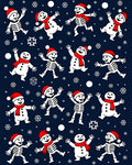 Whimsical Snowman Skeleton Snowfall Companions Rug