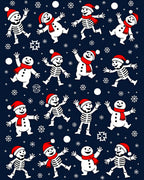 Whimsical Snowman Skeleton Snowfall Companions Rug