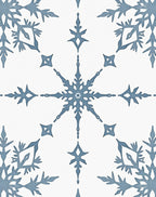Frosty Blue Snowflake Mandala Rug