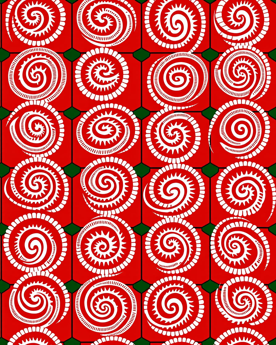 Crimson White Spiral Sunburst Rug