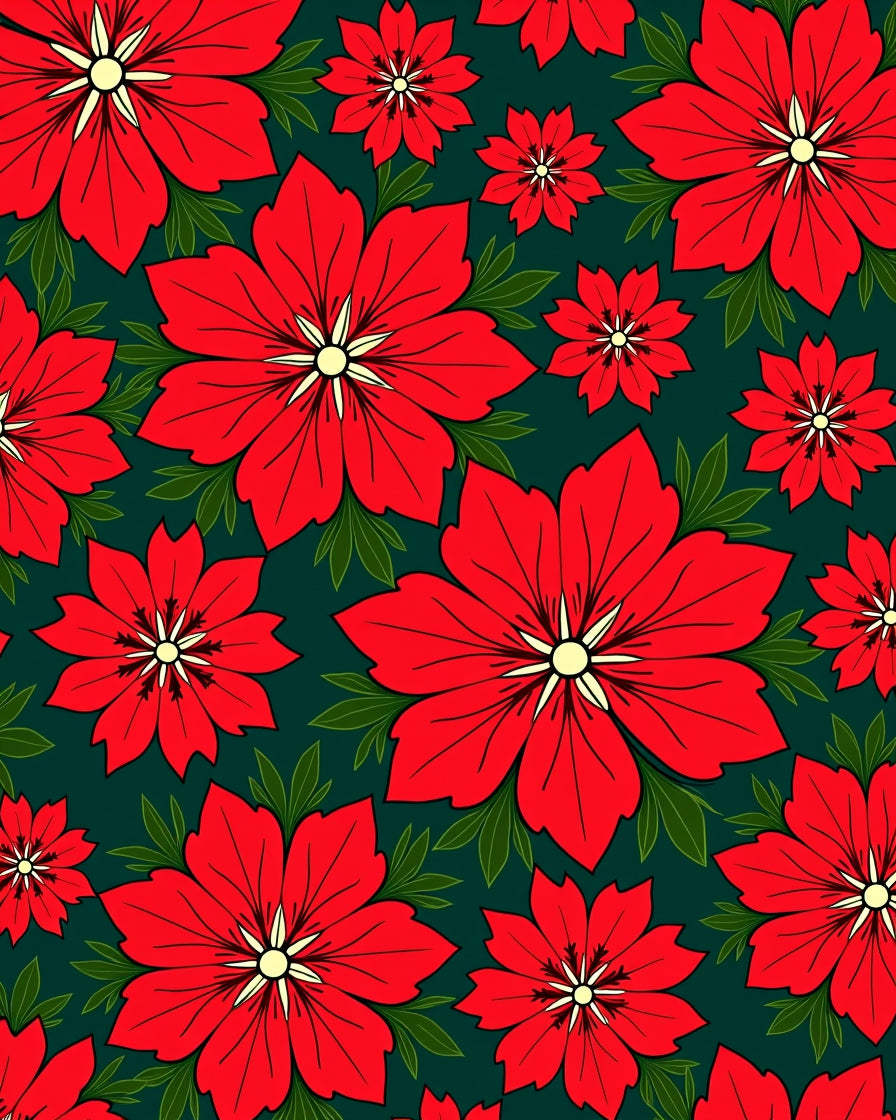 Crimson Floral Garden Background Rug