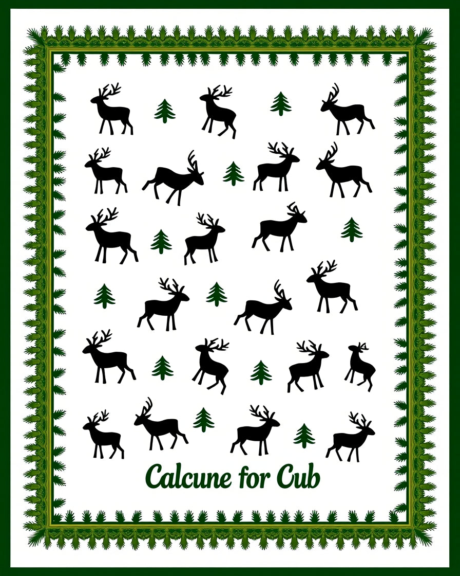Forest Green Deer and Pine Trees Trail Rug