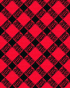 Bold Red Geometric Diamond Check Rug