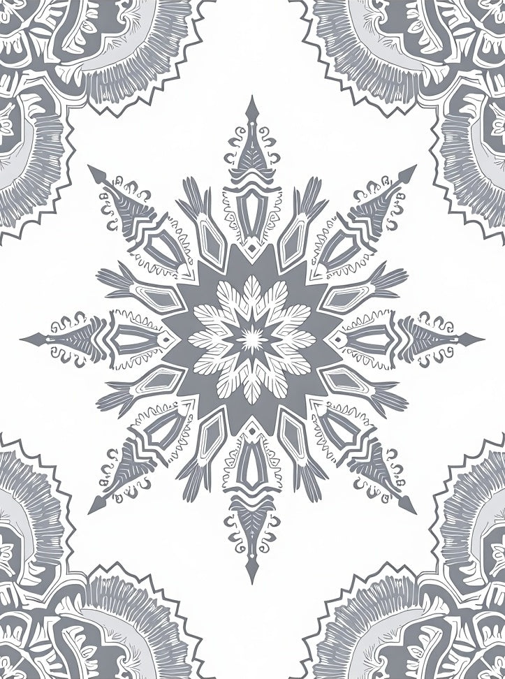 Grey Radial Medallion Art Rug