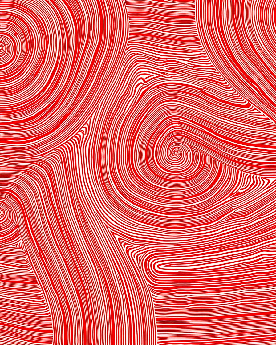 Crimson Swirl Organic Line Arrangement Rug