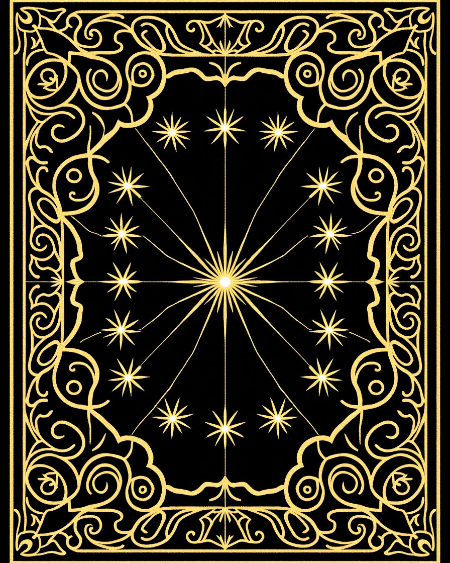 Golden Stars Black Celestial Rug